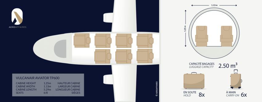 Vulcanair Aviator TP 600 privačiu lėktuvu nuoma 